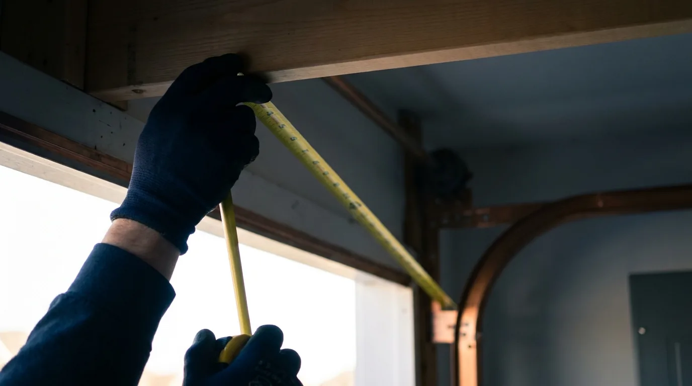 Measuring the headroom above a garage opening before specifying a replacement door