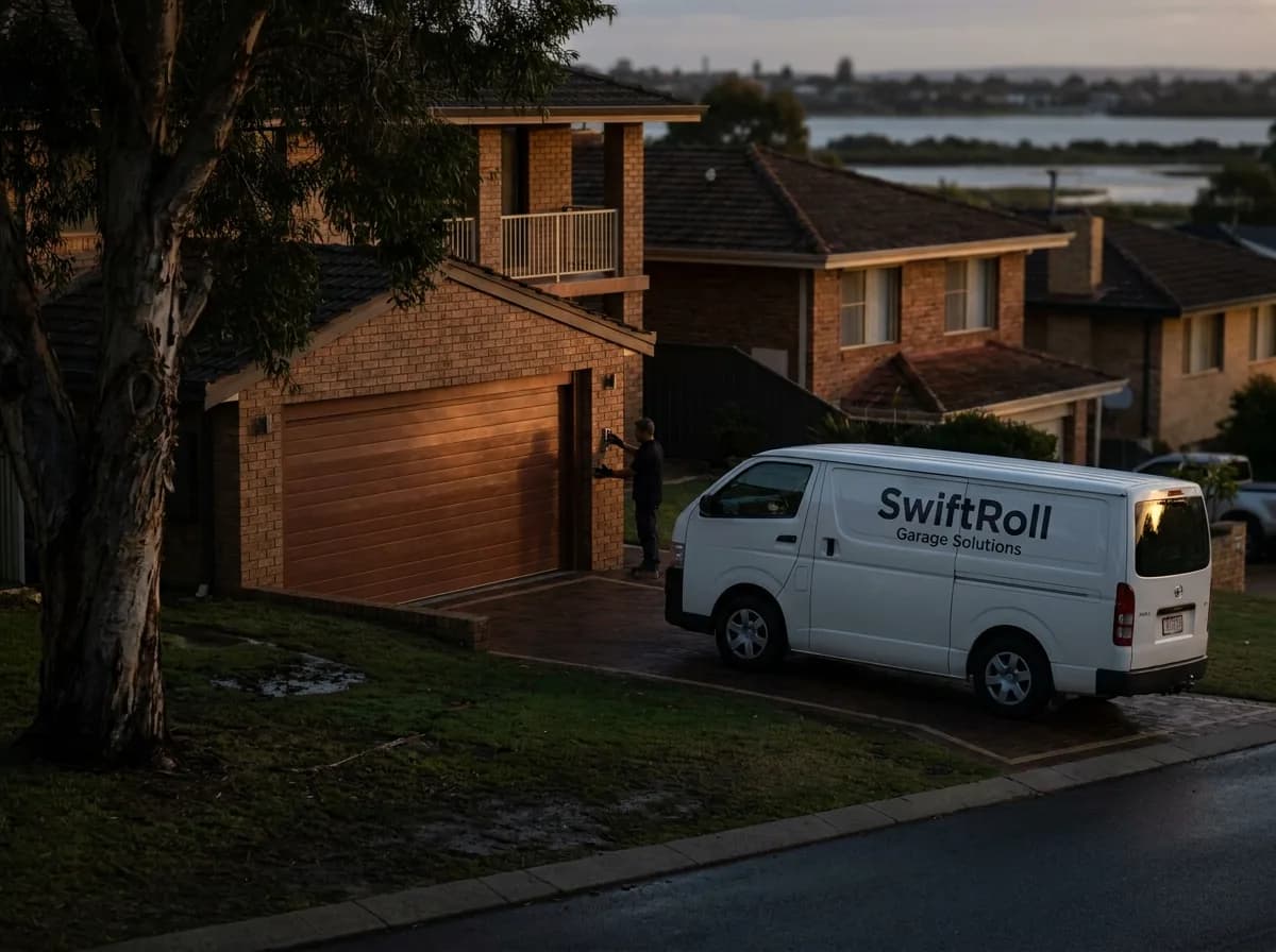 Residential garage door on a street in Alfred Cove, Perth — the door stock SwiftRoll services locally