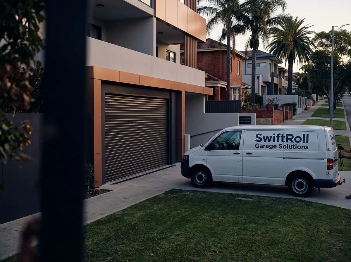 Residential garage door on a street in Ascot, Perth — the door stock SwiftRoll services locally