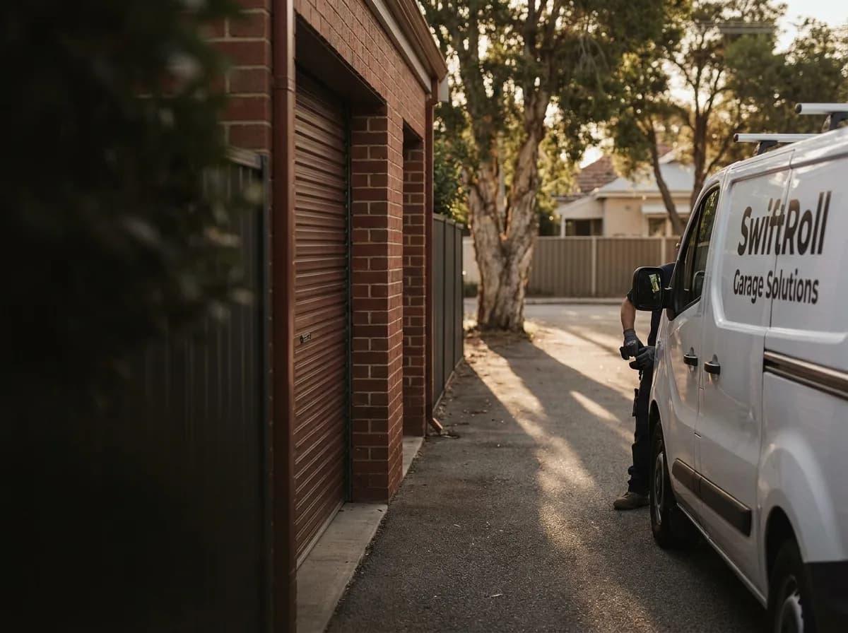Residential garage door on a street in Bayswater, Perth — the door stock SwiftRoll services locally