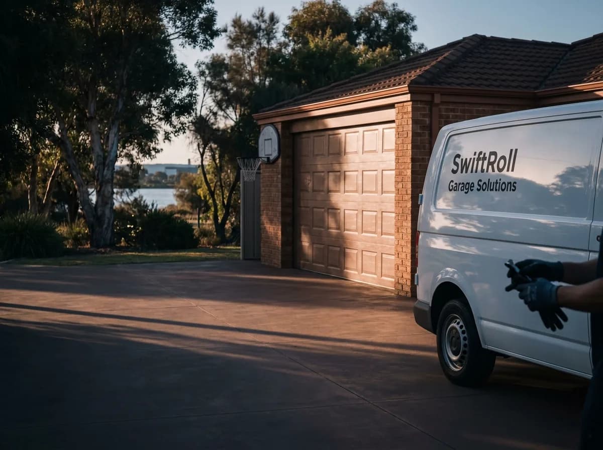 Residential garage door on a street in Bibra Lake, Perth — the door stock SwiftRoll services locally