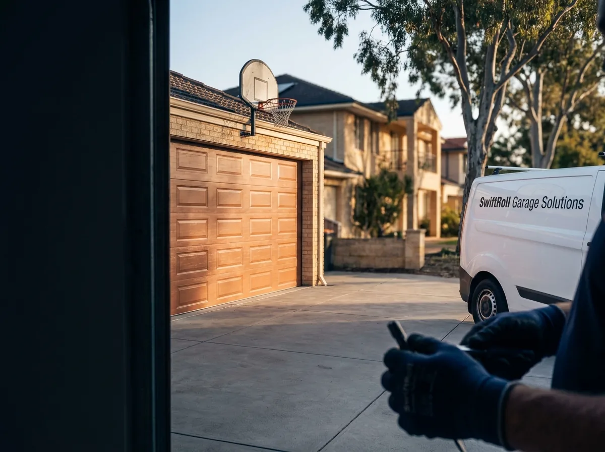 Residential garage door on a street in Bull Creek, Perth — the door stock SwiftRoll services locally