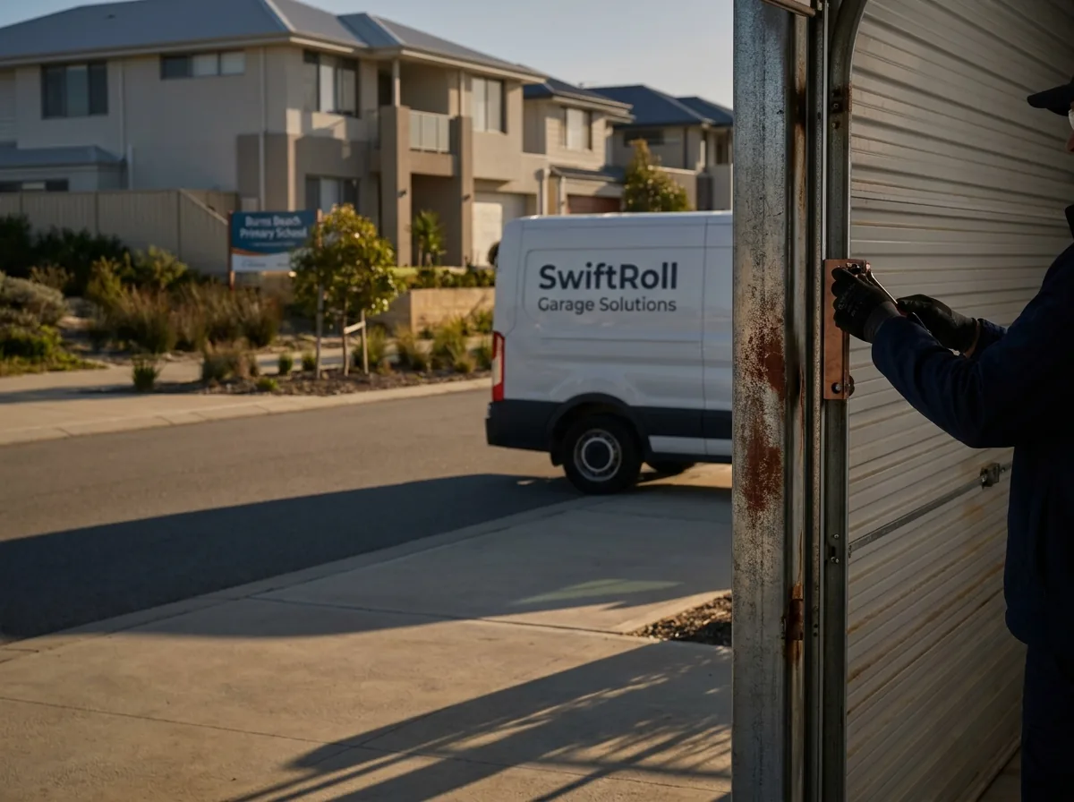 Residential garage door on a street in Burns Beach, Perth — the door stock SwiftRoll services locally