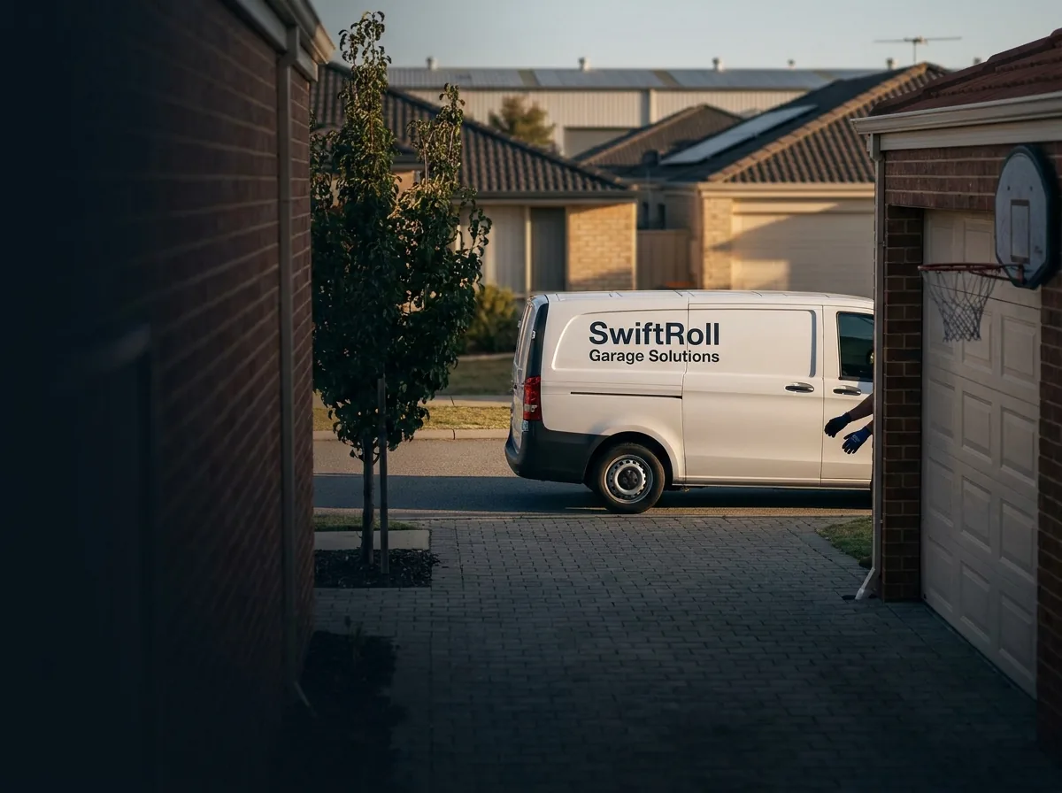 Residential garage door on a street in Canning Vale, Perth — the door stock SwiftRoll services locally