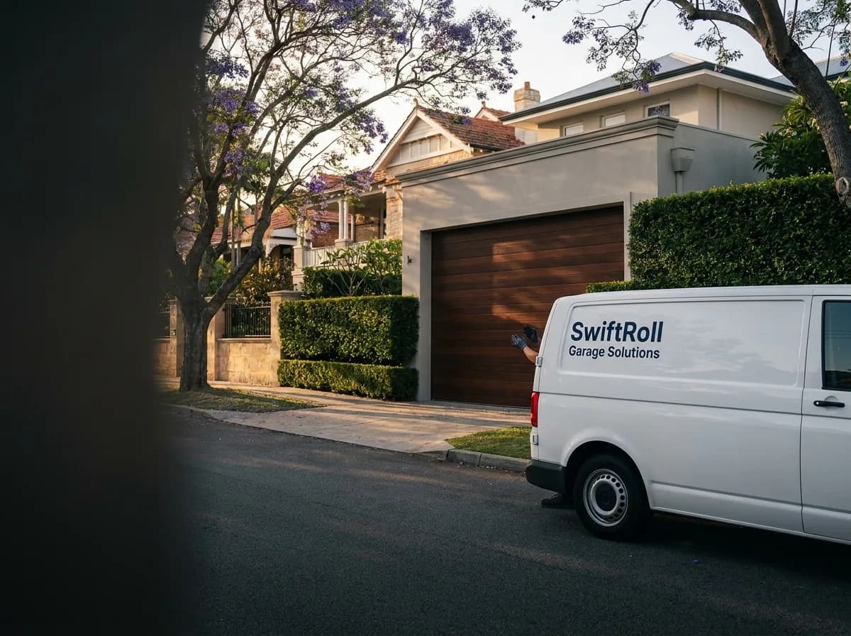 Residential garage door on a street in Claremont, Perth — the door stock SwiftRoll services locally