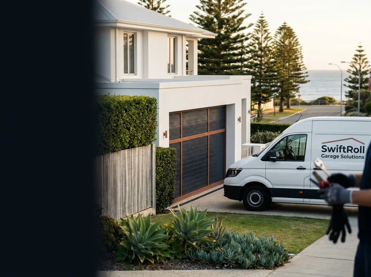 Residential garage door on a street in Cottesloe, Perth — the door stock SwiftRoll services locally