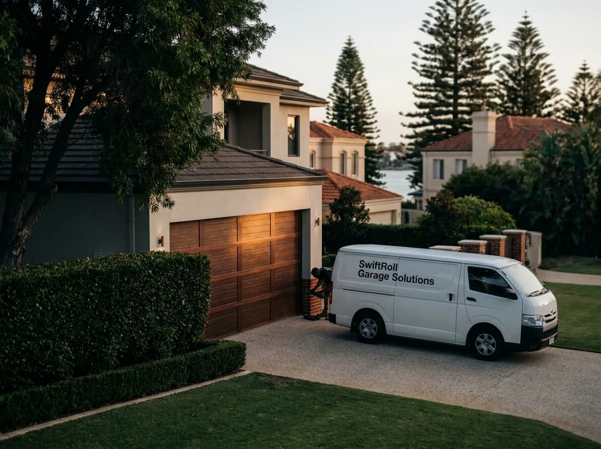 Residential garage door on a street in Dalkeith, Perth — the door stock SwiftRoll services locally