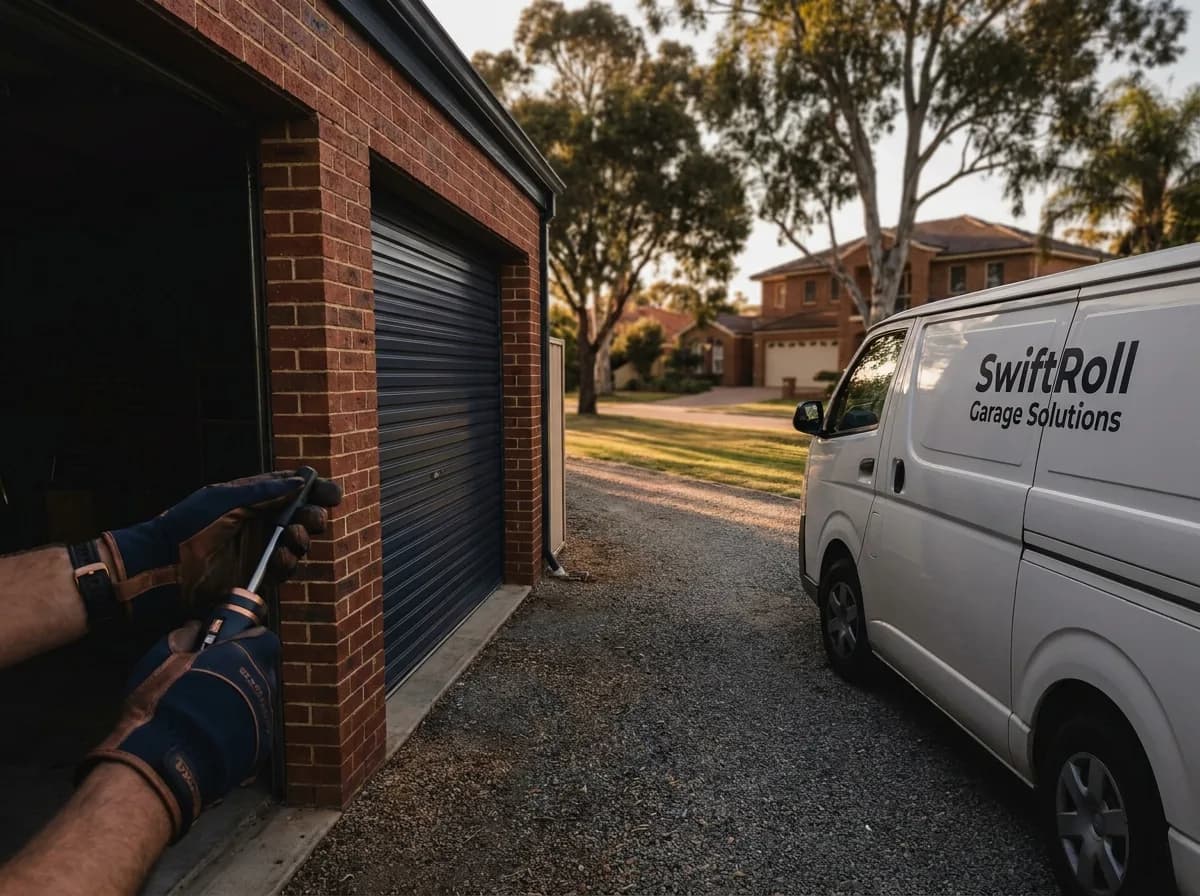 Residential garage door on a street in Dianella, Perth — the door stock SwiftRoll services locally