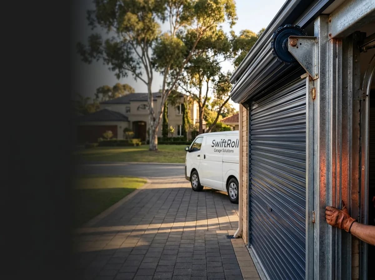 Residential garage door on a street in Duncraig, Perth — the door stock SwiftRoll services locally