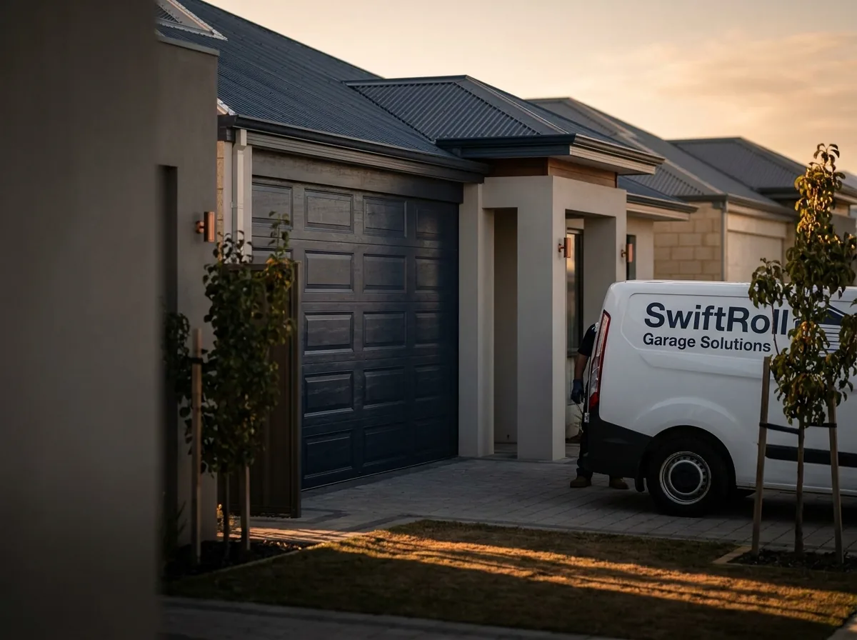 Residential garage door on a street in Ellenbrook, Perth — the door stock SwiftRoll services locally