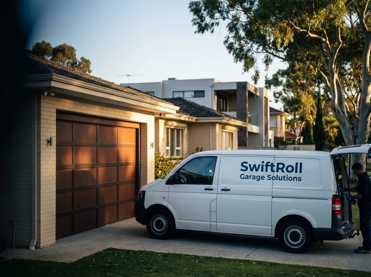Residential garage door on a street in Floreat, Perth — the door stock SwiftRoll services locally