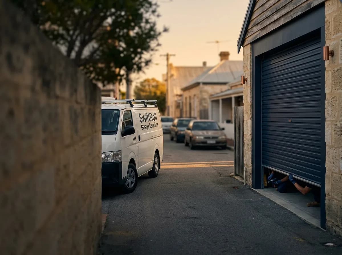 Residential garage door on a street in Fremantle, Perth — the door stock SwiftRoll services locally