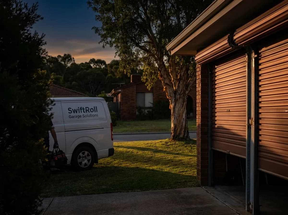 Residential garage door on a street in Gwelup, Perth — the door stock SwiftRoll services locally