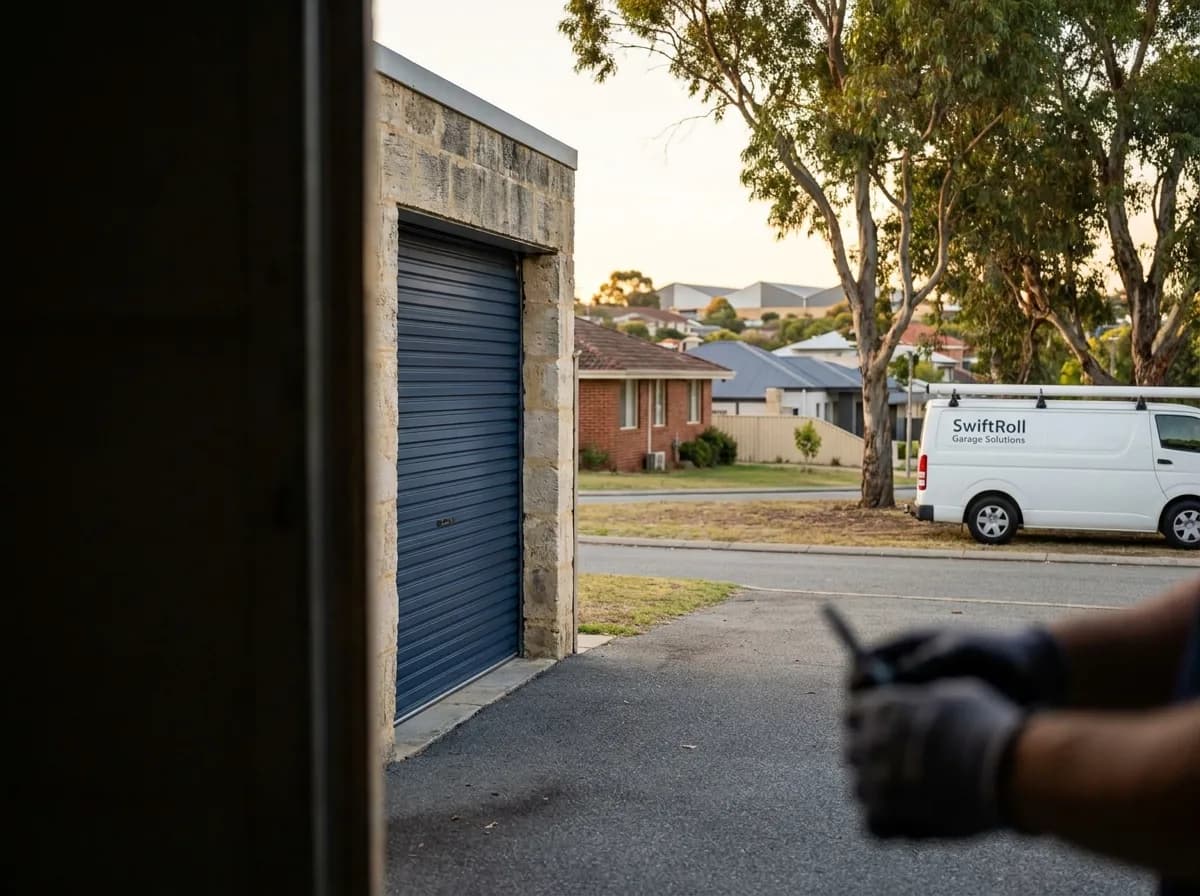 Residential garage door on a street in Hamilton Hill, Perth — the door stock SwiftRoll services locally