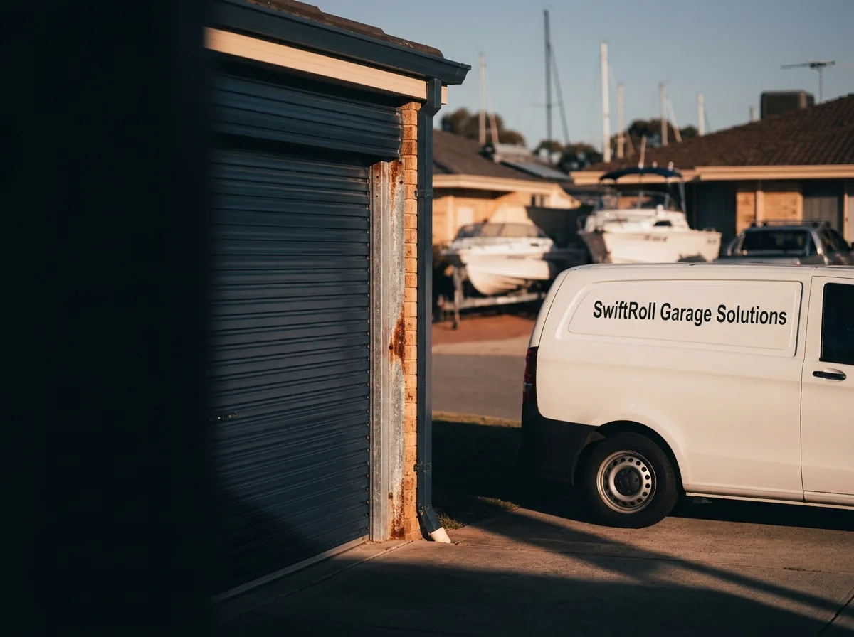 Residential garage door on a street in Hillarys, Perth — the door stock SwiftRoll services locally