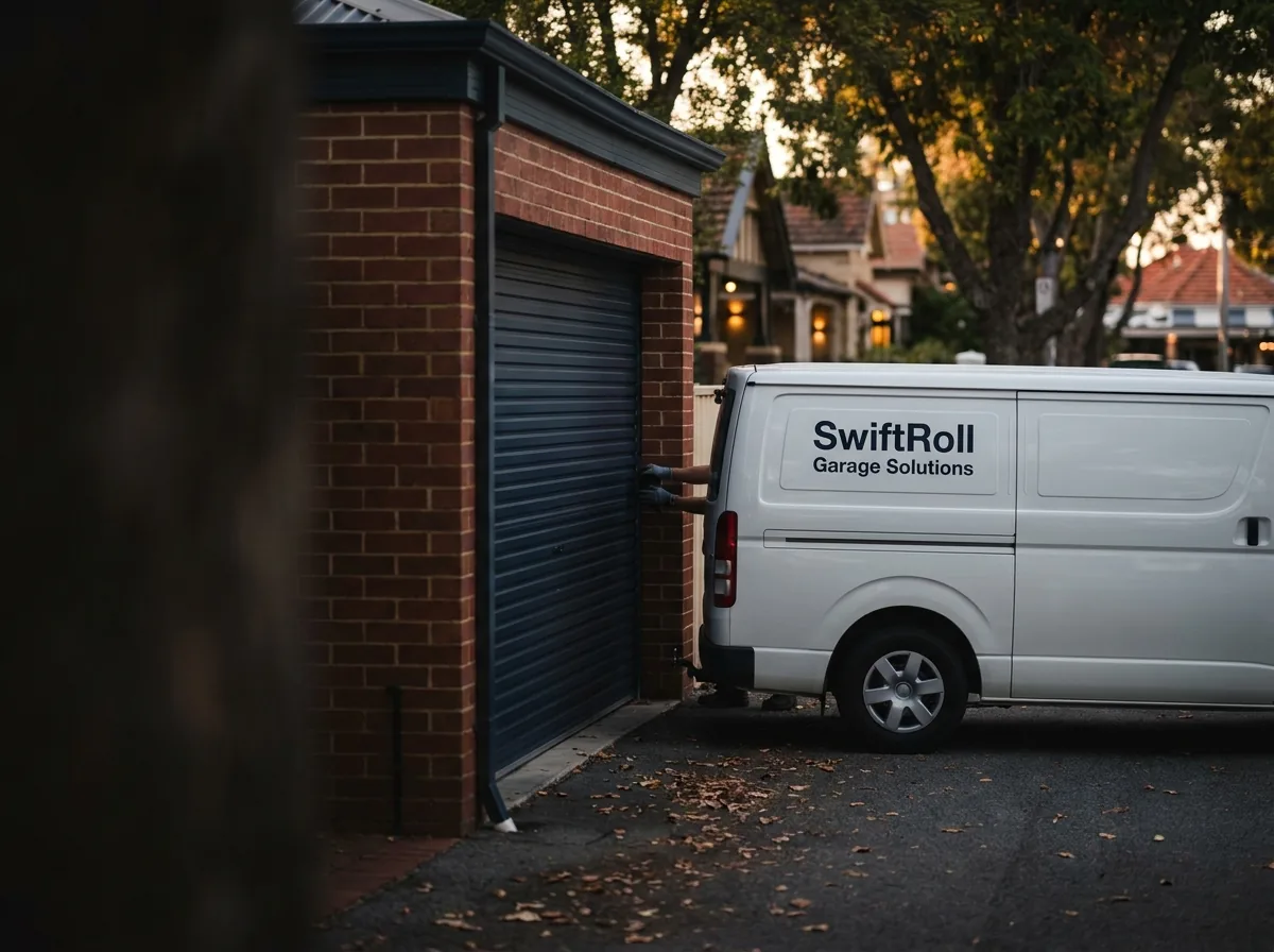 Residential garage door on a street in Inglewood, Perth — the door stock SwiftRoll services locally