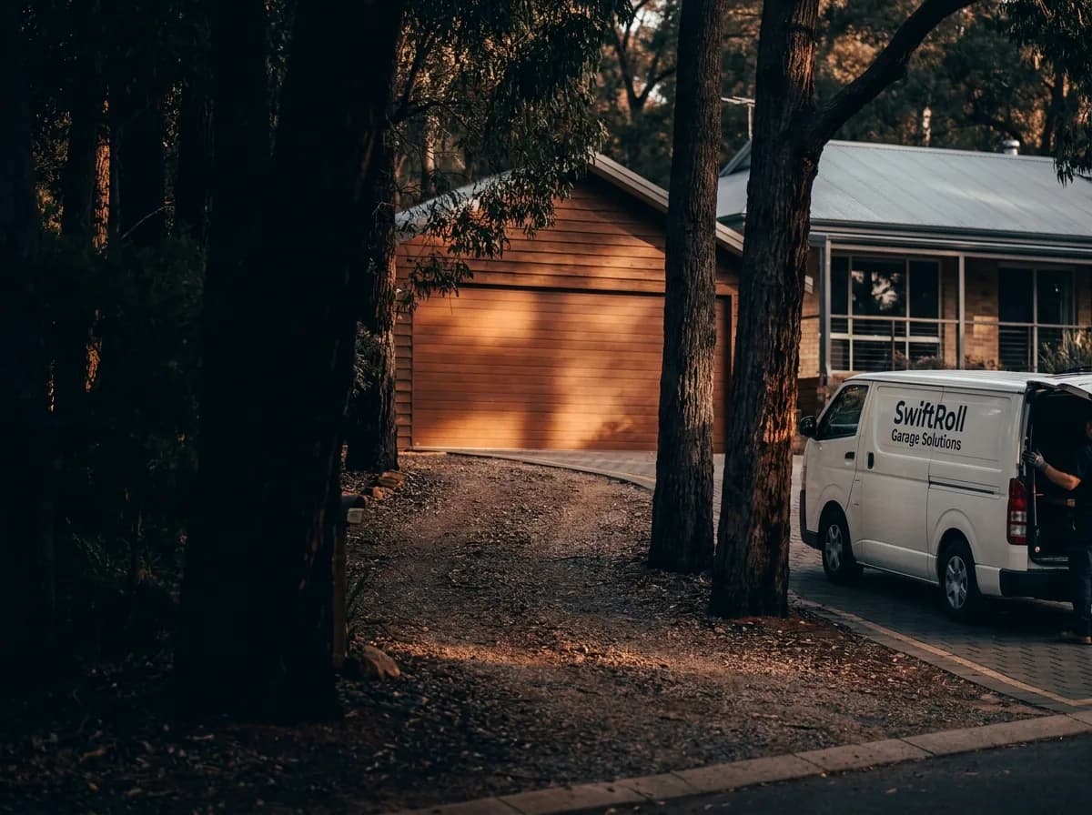 Residential garage door on a street in Kalamunda, Perth — the door stock SwiftRoll services locally