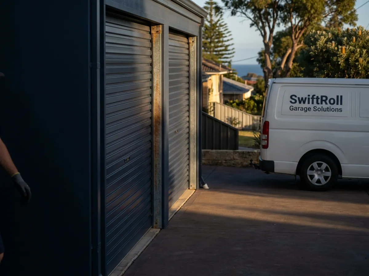 Residential garage door on a street in Kallaroo, Perth — the door stock SwiftRoll services locally