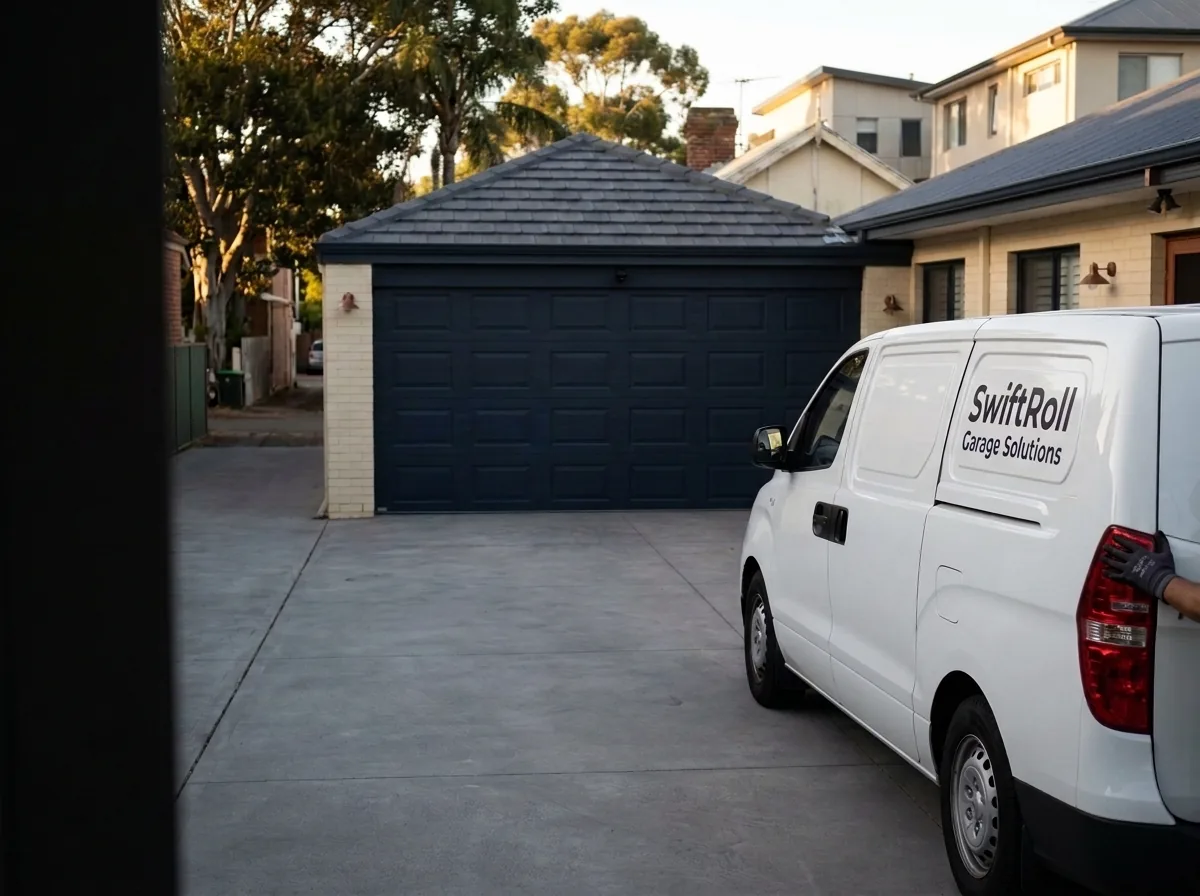 Residential garage door on a street in Leederville, Perth — the door stock SwiftRoll services locally