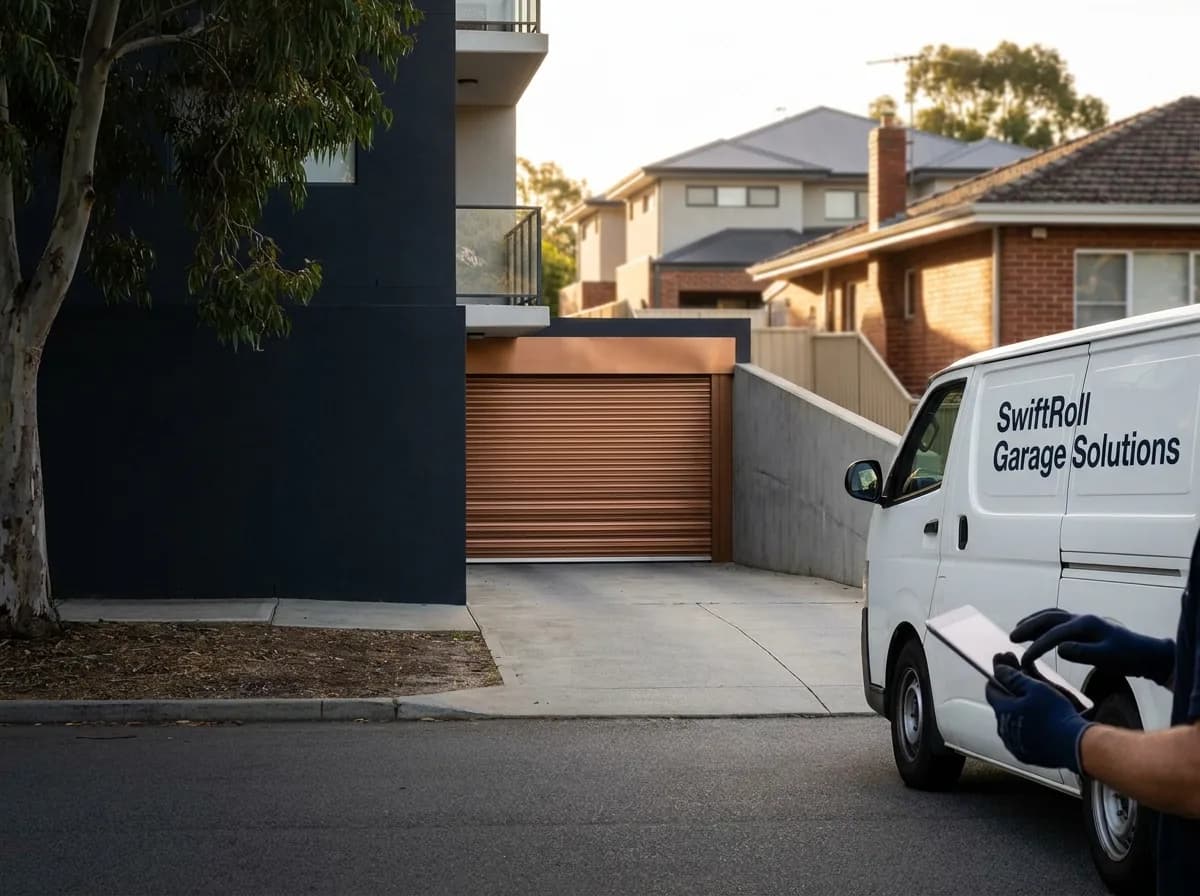 Residential garage door on a street in Manning, Perth — the door stock SwiftRoll services locally