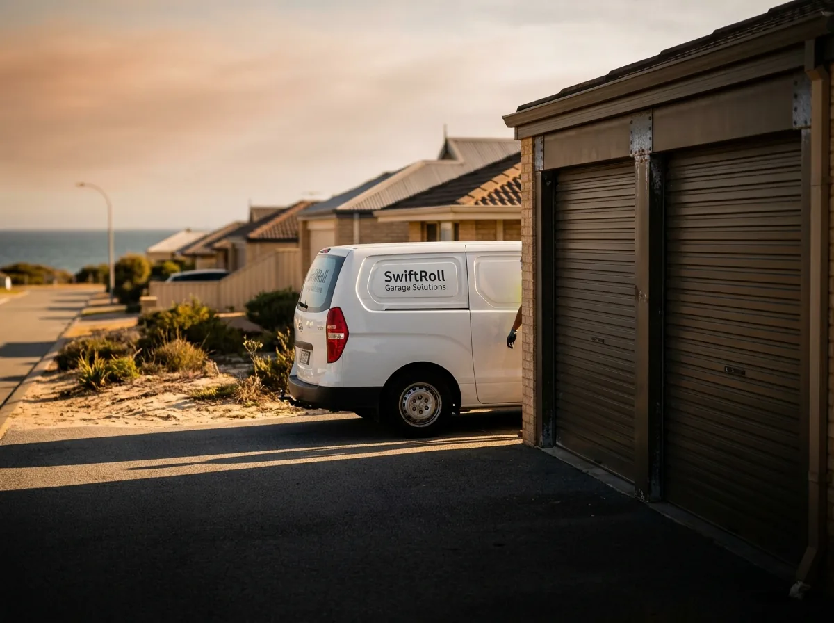 Residential garage door on a street in Marmion, Perth — the door stock SwiftRoll services locally