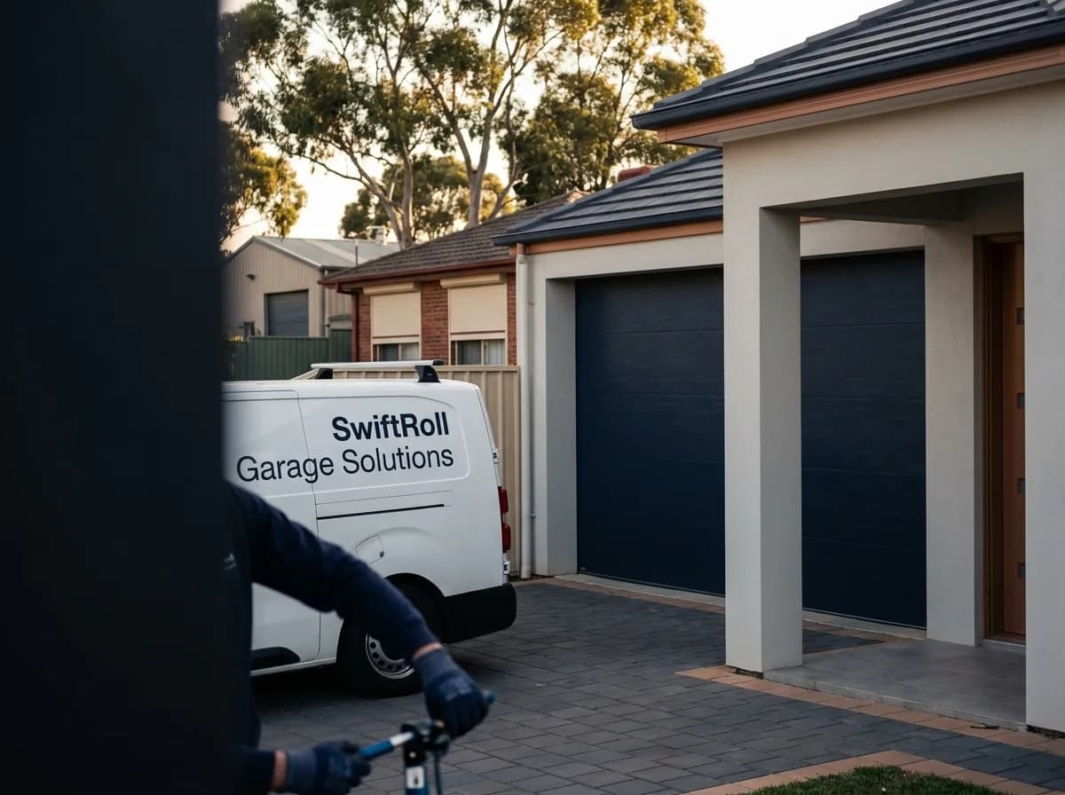 Residential garage door on a street in Midland, Perth — the door stock SwiftRoll services locally