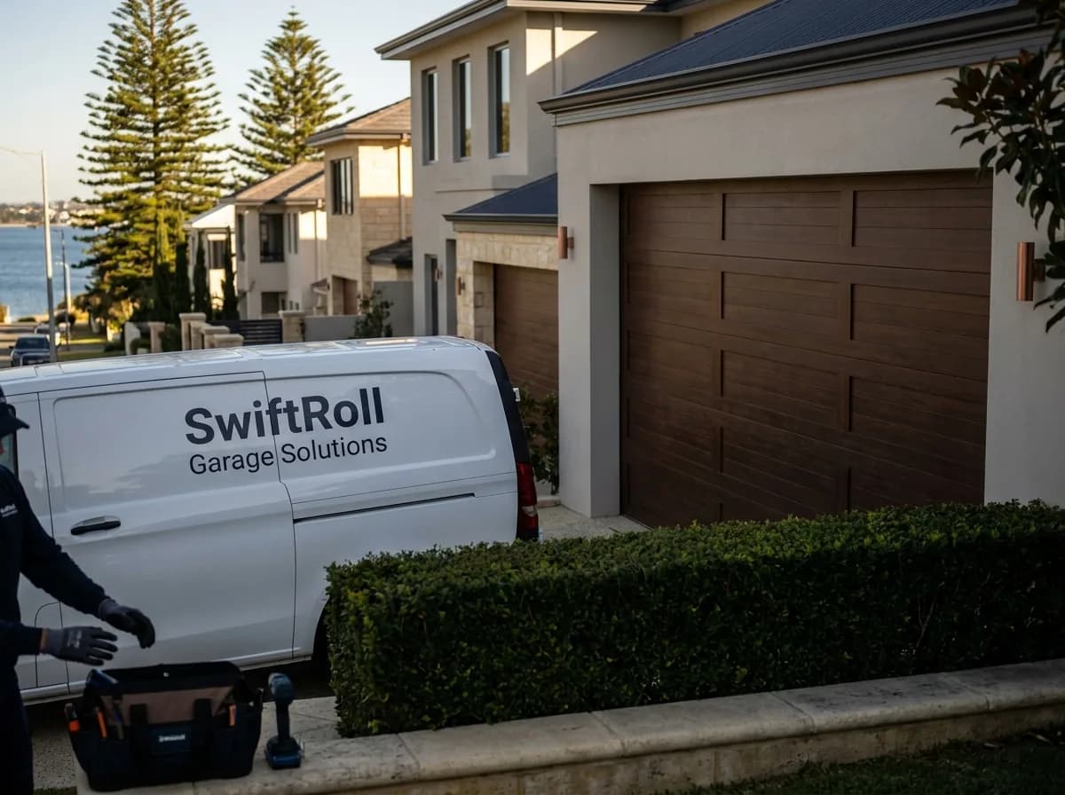 Residential garage door on a street in Mosman Park, Perth — the door stock SwiftRoll services locally