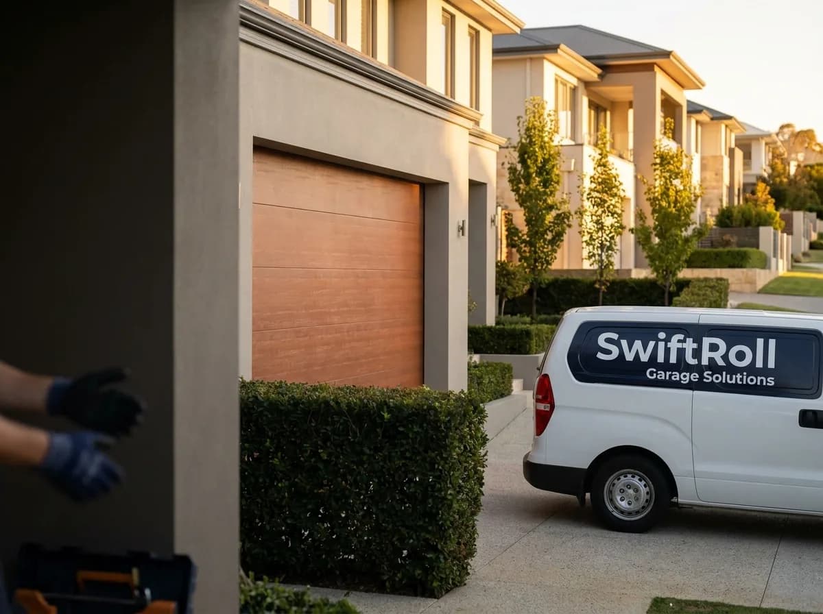 Residential garage door on a street in Mount Claremont, Perth — the door stock SwiftRoll services locally