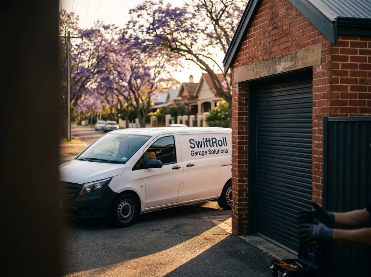 Residential garage door on a street in Mount Lawley, Perth — the door stock SwiftRoll services locally