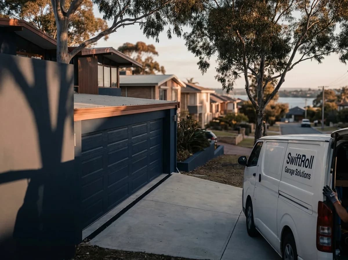 Residential garage door on a street in Mount Pleasant, Perth — the door stock SwiftRoll services locally
