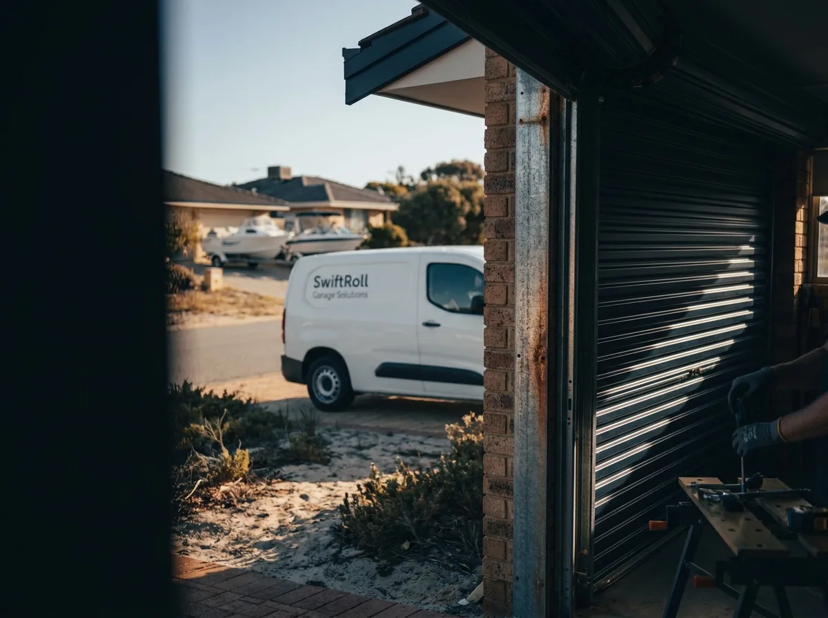 Residential garage door on a street in Mullaloo, Perth — the door stock SwiftRoll services locally