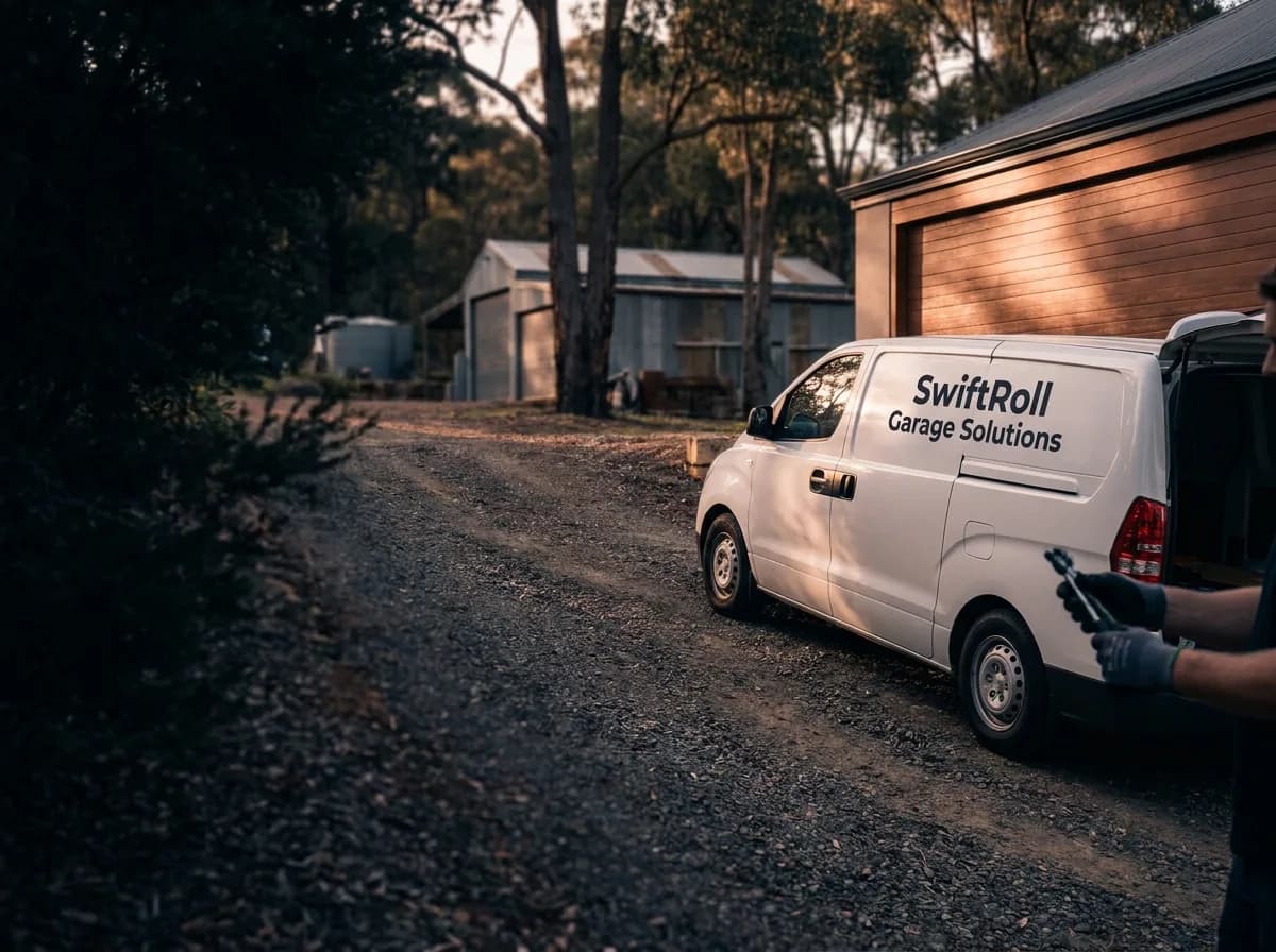 Residential garage door on a street in Mundaring, Perth — the door stock SwiftRoll services locally