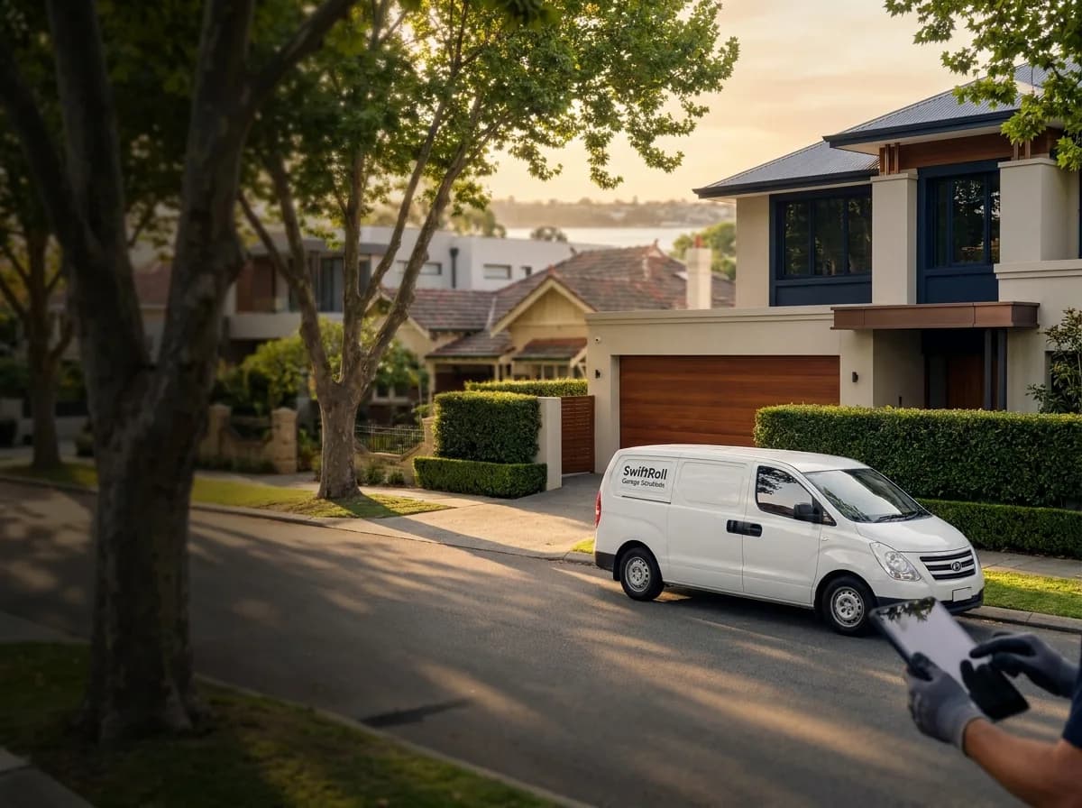 Residential garage door on a street in Nedlands, Perth — the door stock SwiftRoll services locally