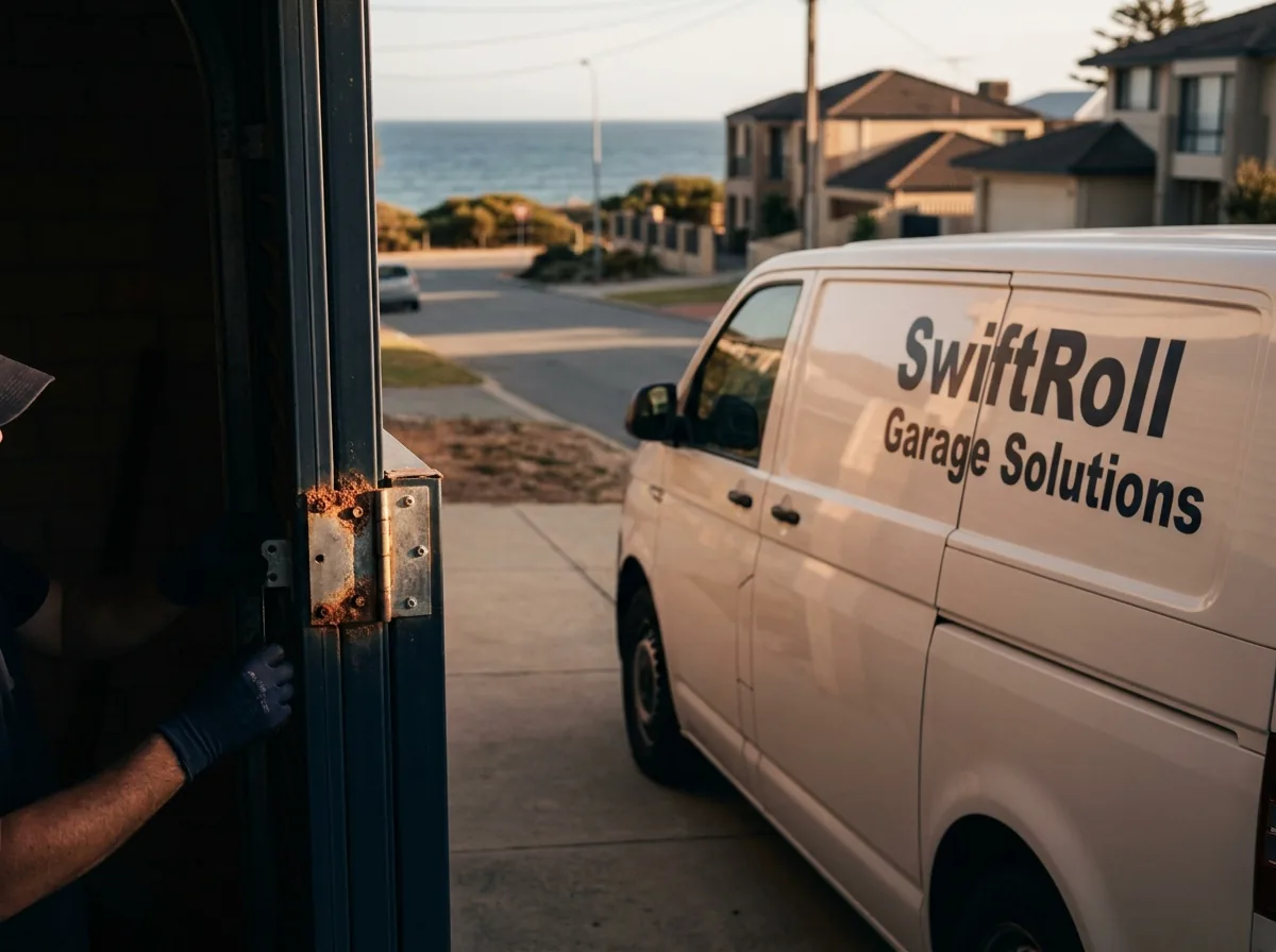 Residential garage door on a street in North Beach, Perth — the door stock SwiftRoll services locally