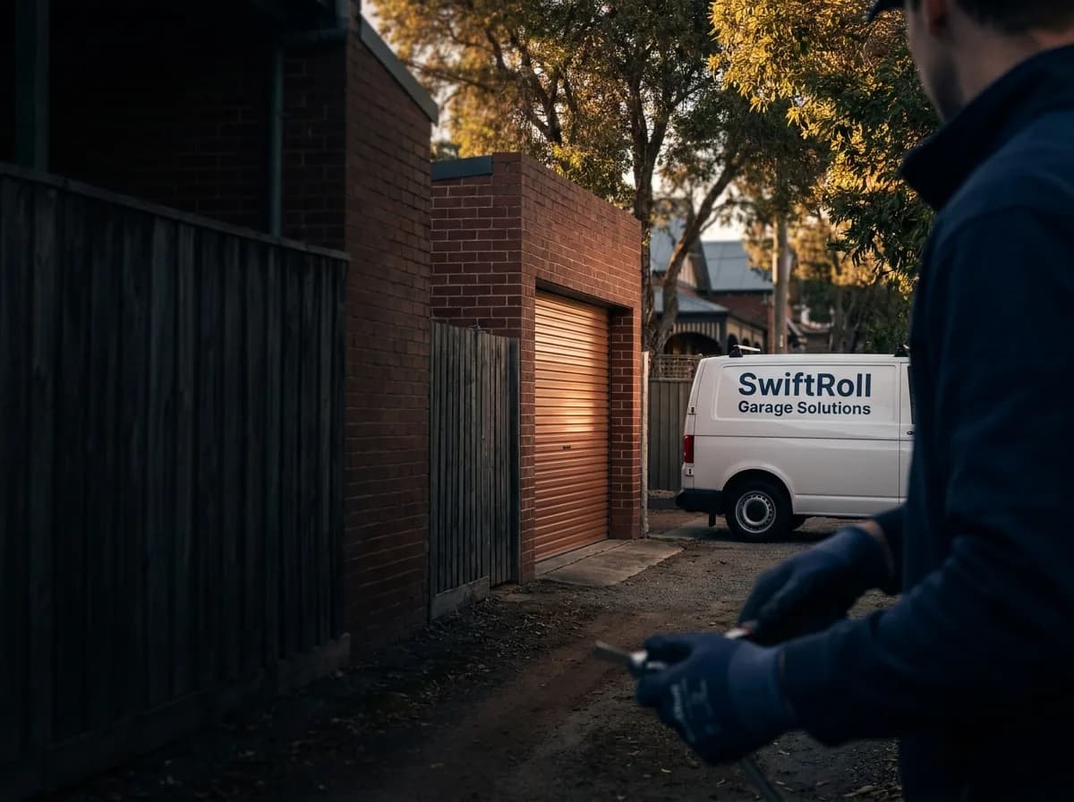 Residential garage door on a street in North Perth, Perth — the door stock SwiftRoll services locally