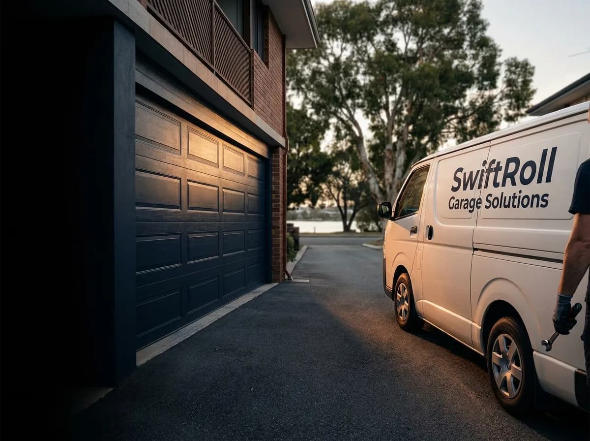 Residential garage door on a street in Salter Point, Perth — the door stock SwiftRoll services locally