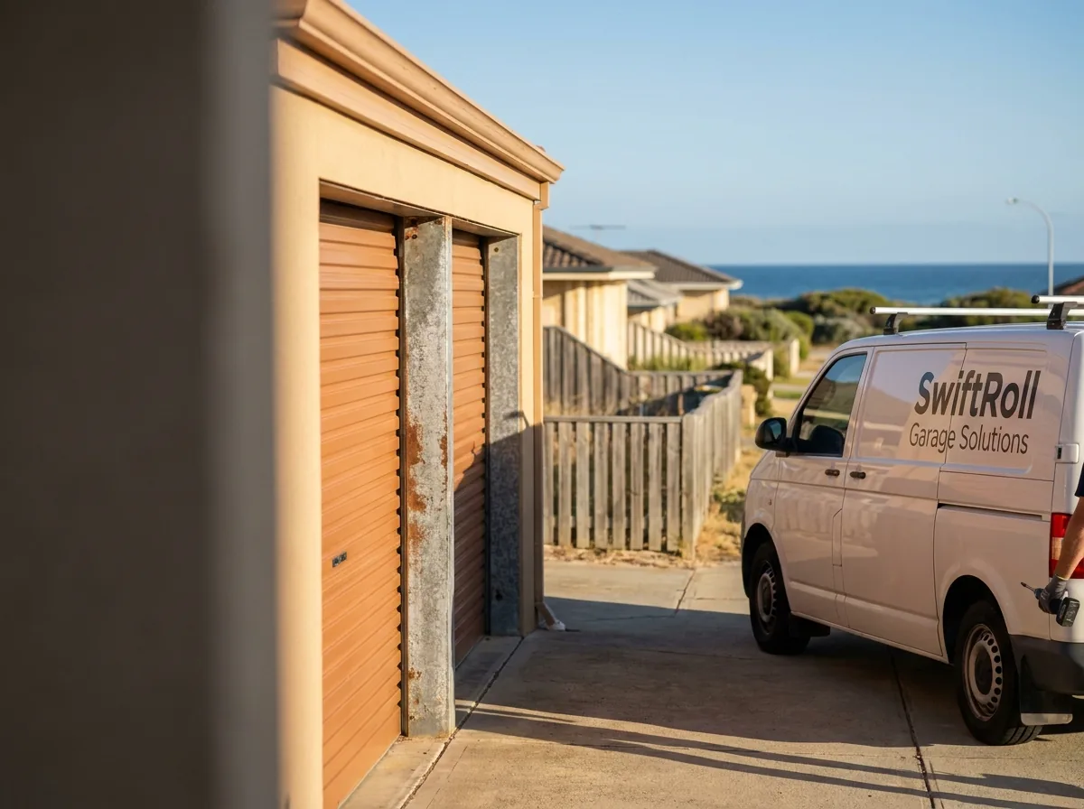 Residential garage door on a street in Trigg, Perth — the door stock SwiftRoll services locally