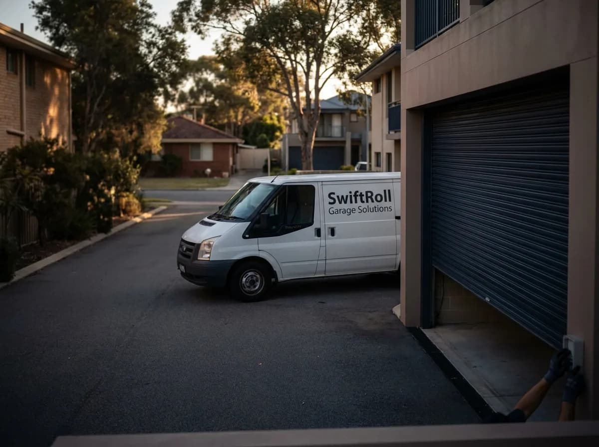 Residential garage door on a street in Waterford, Perth — the door stock SwiftRoll services locally