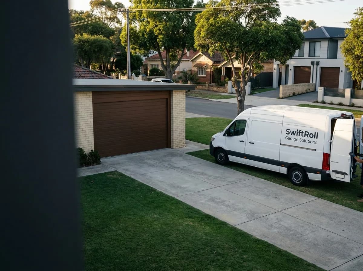 Residential garage door on a street in Wembley, Perth — the door stock SwiftRoll services locally