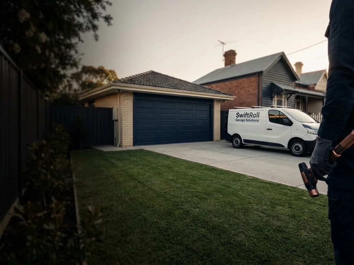 Residential garage door on a street in West Leederville, Perth — the door stock SwiftRoll services locally