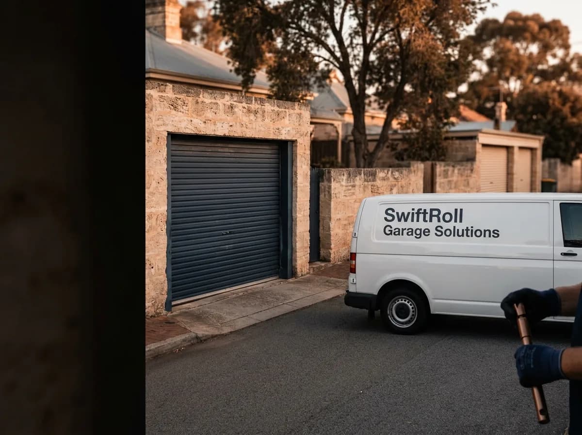 Residential garage door on a street in White Gum Valley, Perth — the door stock SwiftRoll services locally
