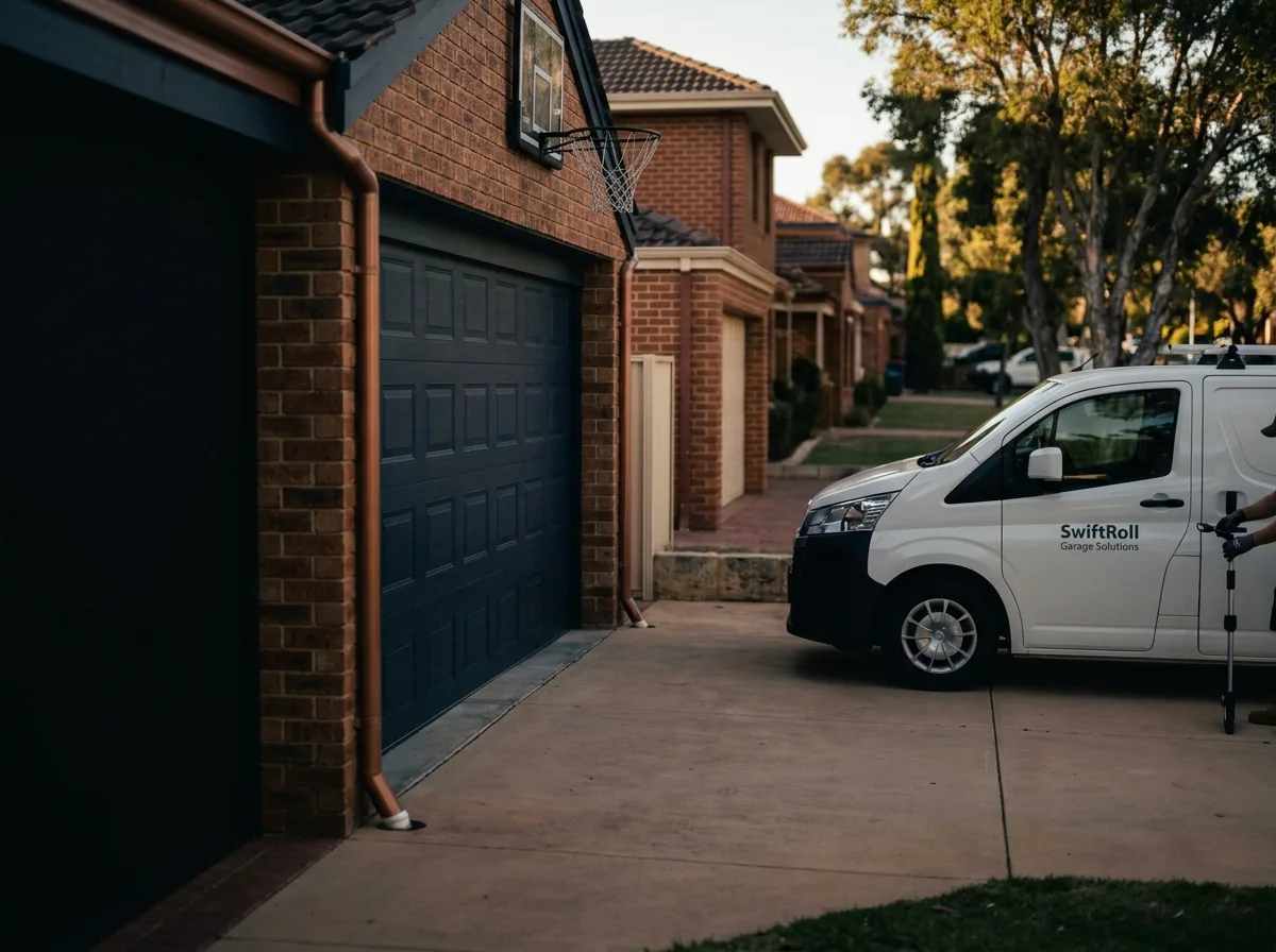 Residential garage door on a street in Winthrop, Perth — the door stock SwiftRoll services locally