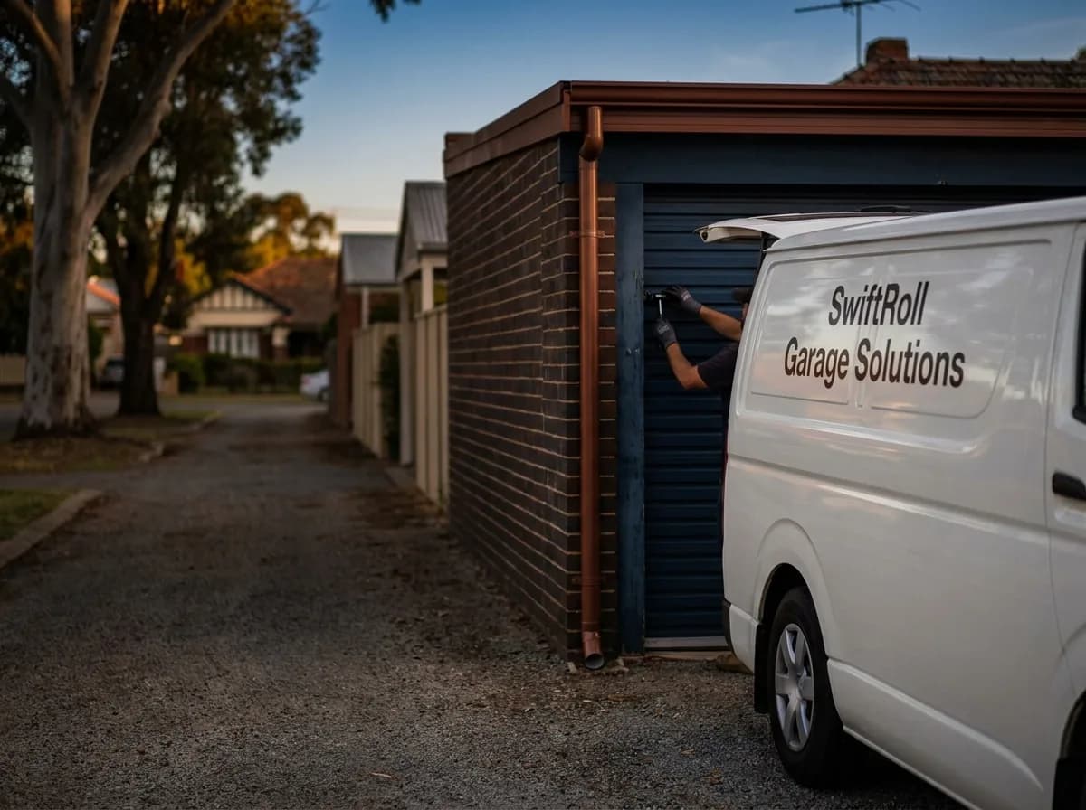 Residential garage door on a street in Yokine, Perth — the door stock SwiftRoll services locally